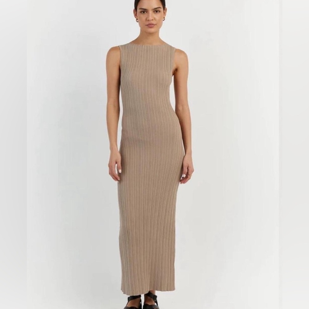 SIENNA TAUPE KNIT MIDI DRESS